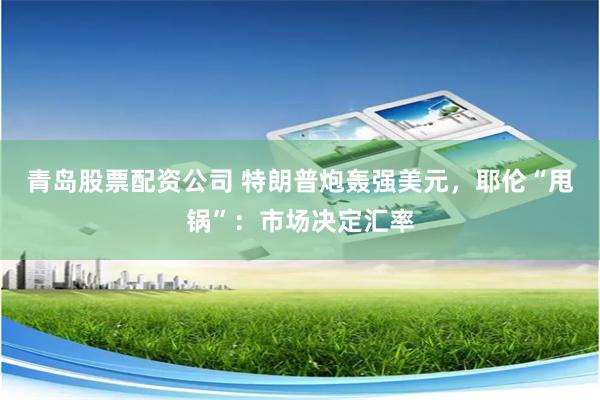 青岛股票配资公司 特朗普炮轰强美元，耶伦“甩锅”：市场决定汇率